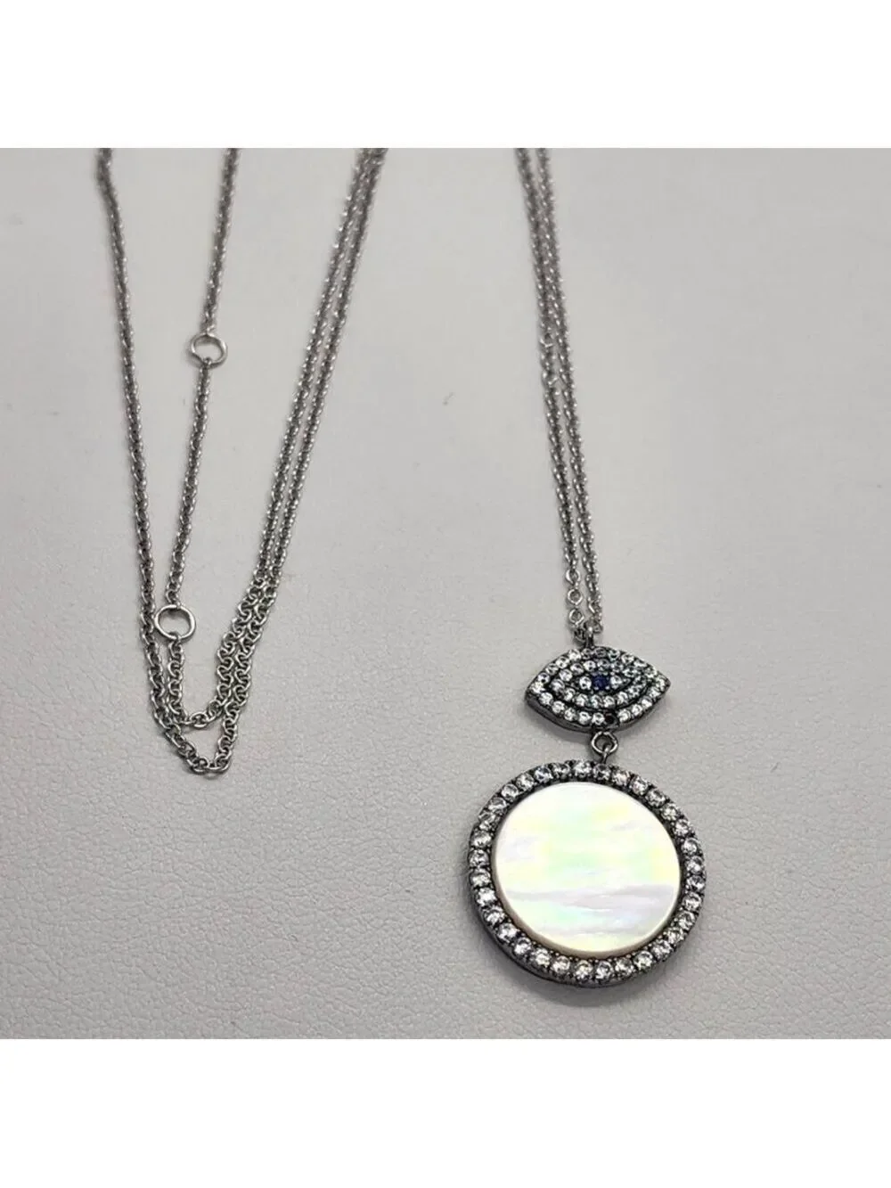 Brand New Sterling Silver 925 Evil Eye Round Necklace